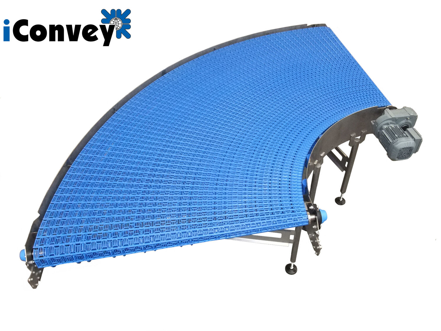 Multi-Way-Curved-Conveyor-90 (hygenic design) -with-i Convey-Logo